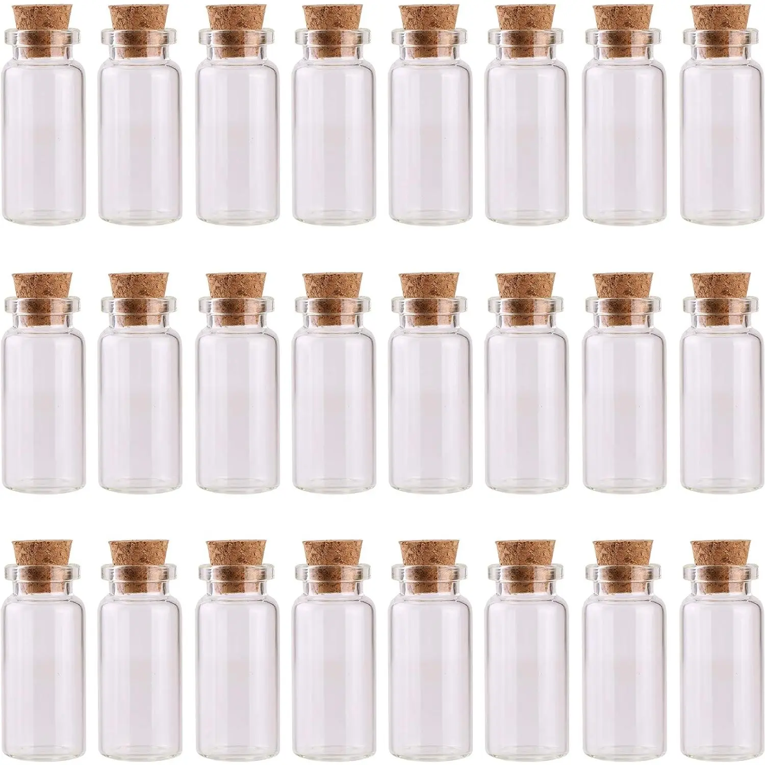 24count 10ml Glass Bottles Cork Stoppers DIY Decoration Mini Glass Vials Cork Message Glass Bottle Vial Cork,Small Glass Bottles Jars Corks for Wedding Party Favors