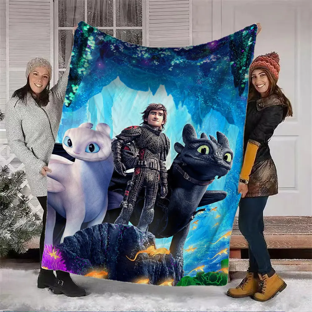 How To Train Your Dragon Hiccup Toothless Light Fury Flannel Throw Blanket Cartoon Movie Soft Fleece Blanket