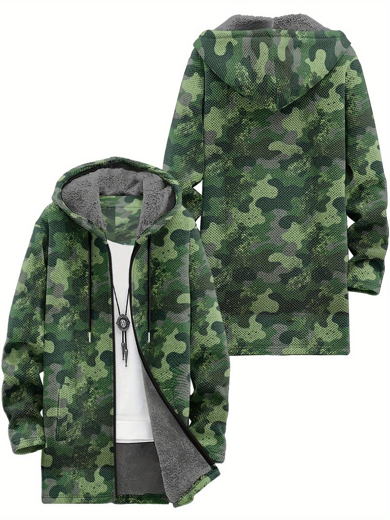 Brand Bdhjydb 's Camo Jacket with Fleece - Heavy-Duty Double-Layer Coat, Relaxed Fit Camouflage Outerwear for Outdoor, Casual & Party Wear, PLUS SIZE, Fleece Jacket With Hood, Padded Jacket With Hood, Casual Fleece Jacket, Heavyweight Fleece Jacket, Long
