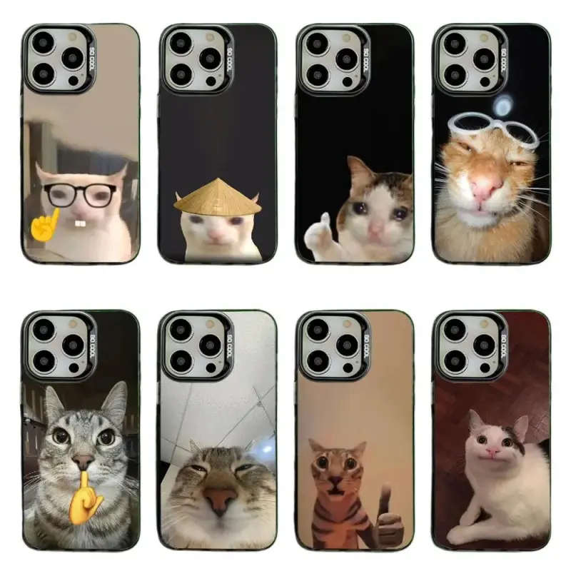 Funny Cat Meme Shockproof Silicone Phone Case - Compact Accessory for iPhone 11/12/13/14/15/16/17 Pro Max Plus Air, Galaxy S24/S25/S26 - Ideal Halloween Gift high-end anti-drop anti-fall protective fashionable fully protection