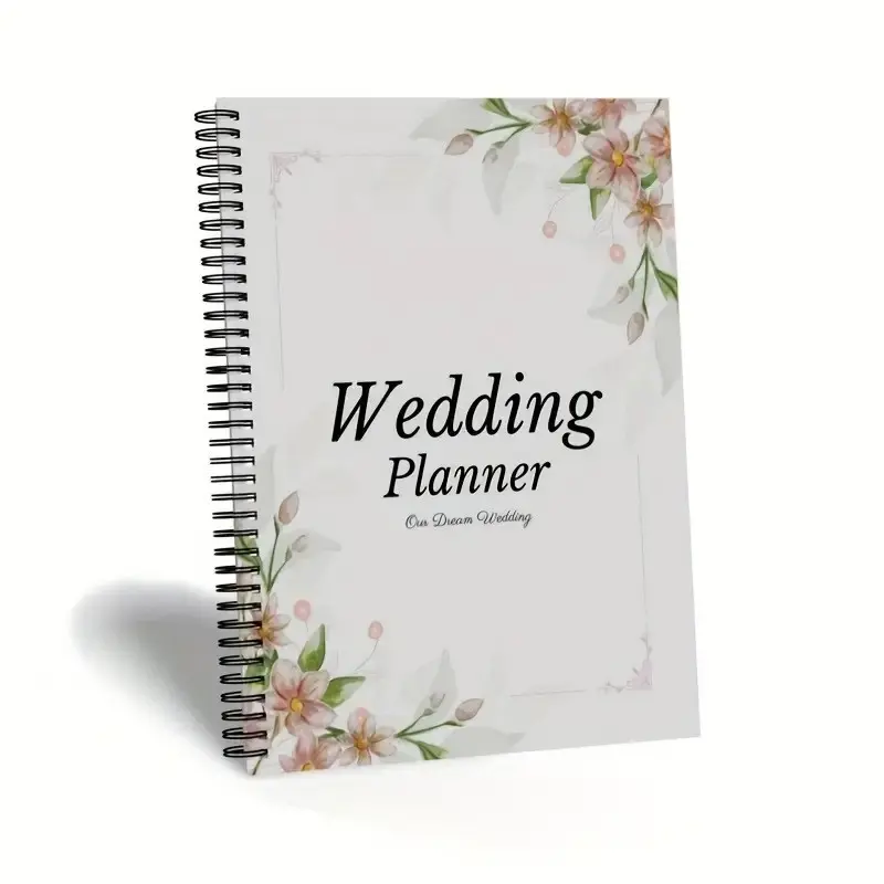 Light Watercolor Floral Wedding Planner Notebook, Bride Pre-Wedding Checklist, Budget Tracker, Event Planning Journal