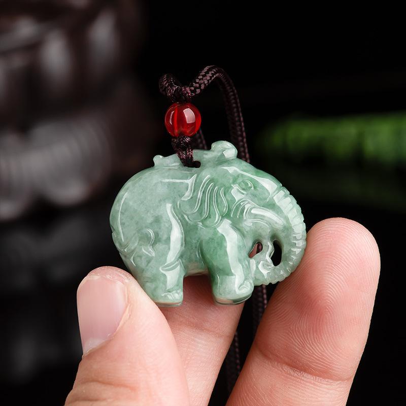 Natural Ice Jade Elephant Pendant Necklace, Unisex Jade Jewelry for Daily Wear And Gifting, Smooth Translucent Carved Elephant Design With Symbolic Peaceful Meaning And Refined Finish