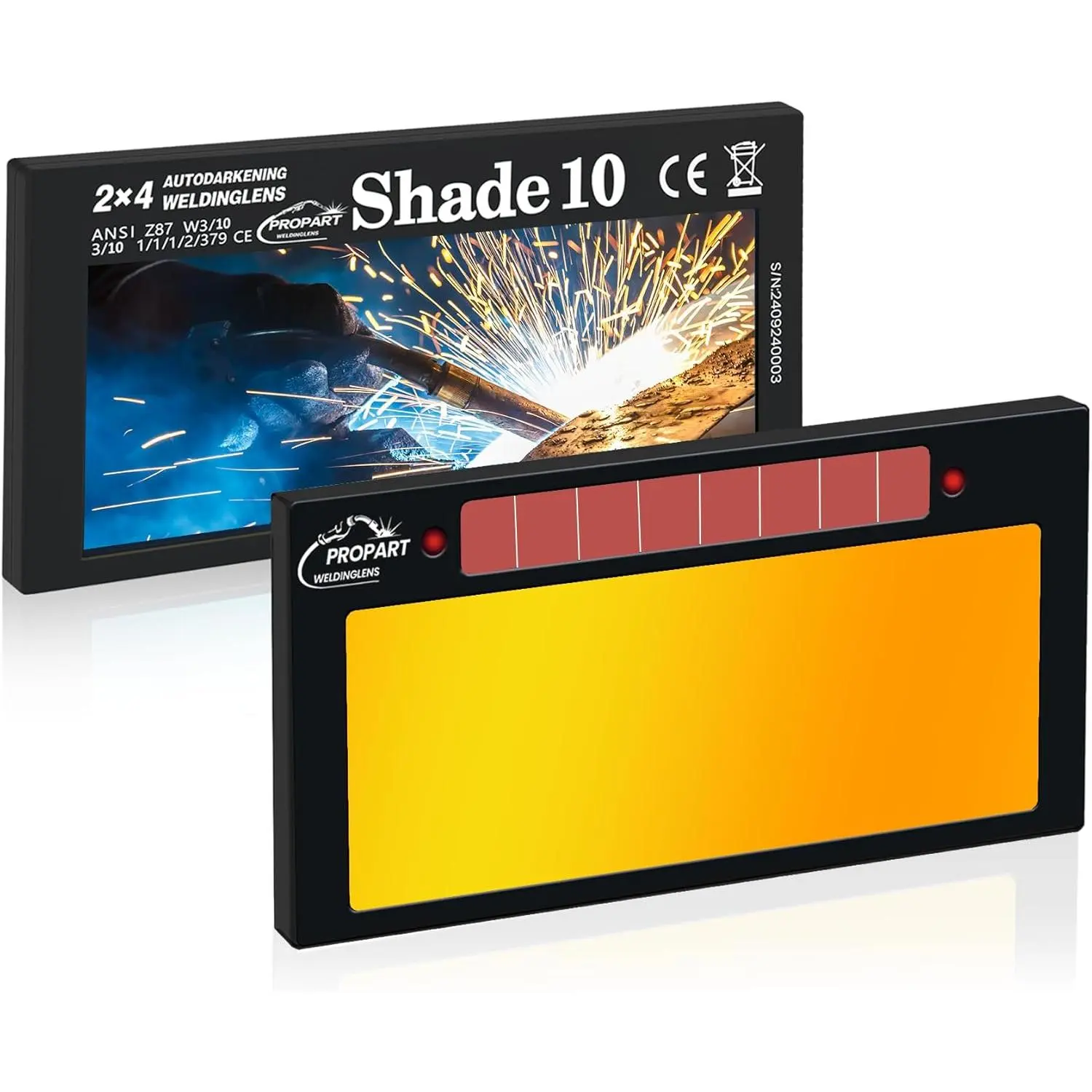 Shade10| 2*4 1/4 Auto Darkening Lens| Blue Puddle Technology Lens| Compatible with 2*4.25 Helmets| Lens 2*4 1/4 (Gold)