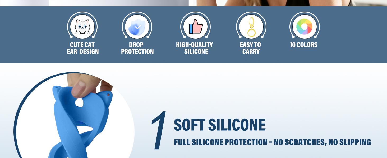 Silicone Case for Touchland Hand Sanitizer Spray 1FL OZ/30ml – Cute Pet Ear Design with Portable Keychain(Orange + Pink + Dark Blue + Purple + Green)