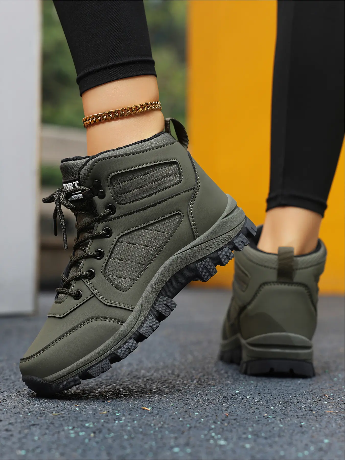 Women's Anti-Slip High-Top Hiking Boots, Fashionable Comfort Outdoor Trekking Shoes, Thick Sole Durable Mountain Work Boots, Walking Hiking Shoes, Premium Hiking Shoes