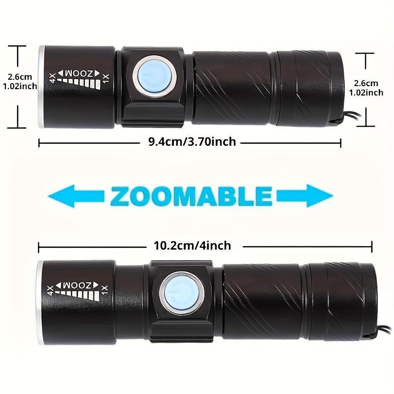 UV 395nm Flashlight, USB Rechargeable Zoomable Ultraviolet Lamp, Portable UV Detection Lamp For Pet Cat Urine & Moss Testing