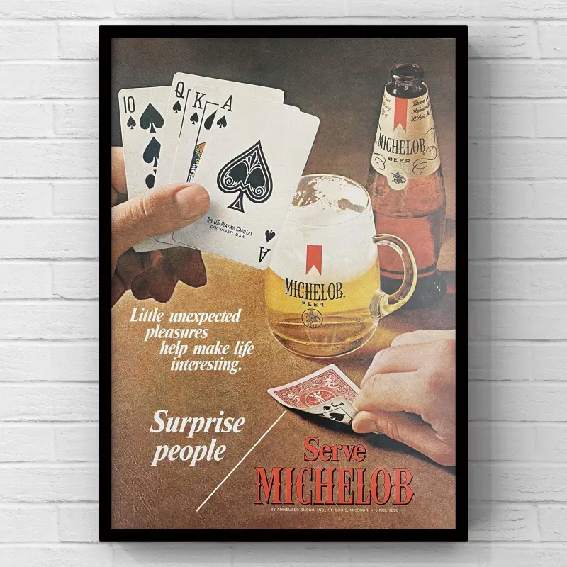 Vintage 1970s Michelob Beer Magazine Page Ad 1-Piece Poster Paper Print - Retro Ads, Fade Resistant, Vintage Room Decor, Wall Decor, Mancave Collectible Gift for Home Supplies