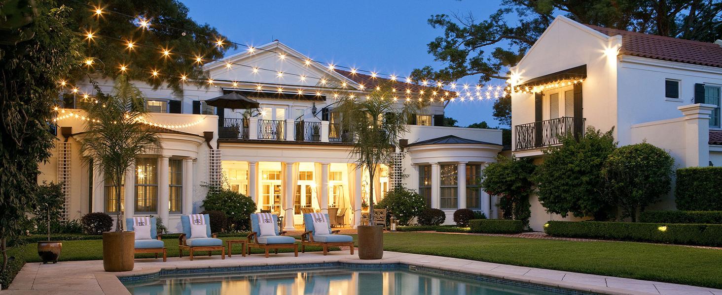 Outdoor String Lights Patio Lights Shatterproof ST38 Vintage Edison Bulbs, Outside Hanging Light Waterproof for Porch, Deck, Garden, Backyard, Balcony Outdoor Decorative String Lights for Halloween, Christmas