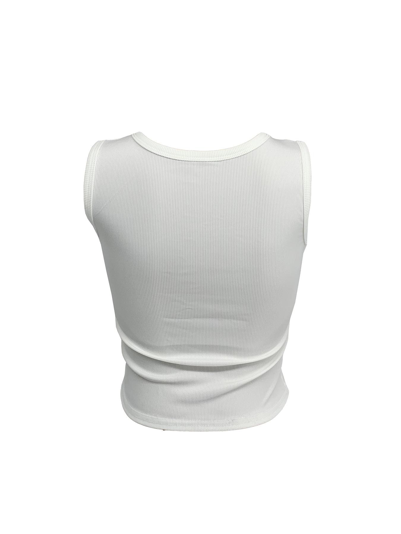 Women's Rhinestone Real Bad Letter Decor Notched Neck Crop Fitted Tank Top, Girly Clothes, Slim, Summer Clothes Women, Casual 2000s Y2k Skinny Streetwear Sleeveless Top, Summer Tops 2025, Downtown Girl Clothes