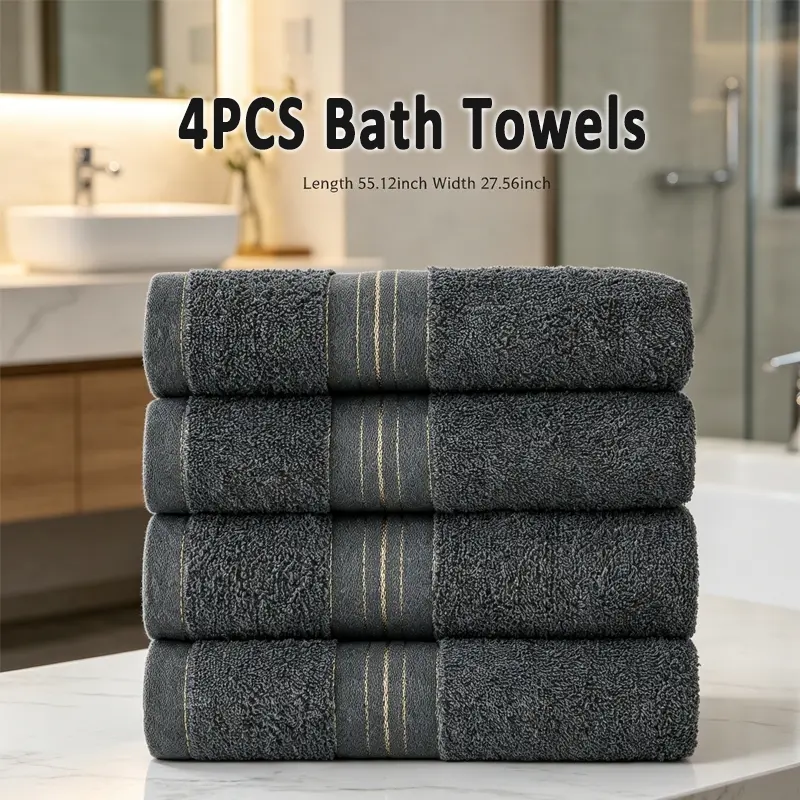 Pack Of 4 Extra Large Bath Towels 28 X 55 Inches, Larger & Lighter Weight, Quicker to Dry, Super Soft And Absorbent, Perfect for Bathroom