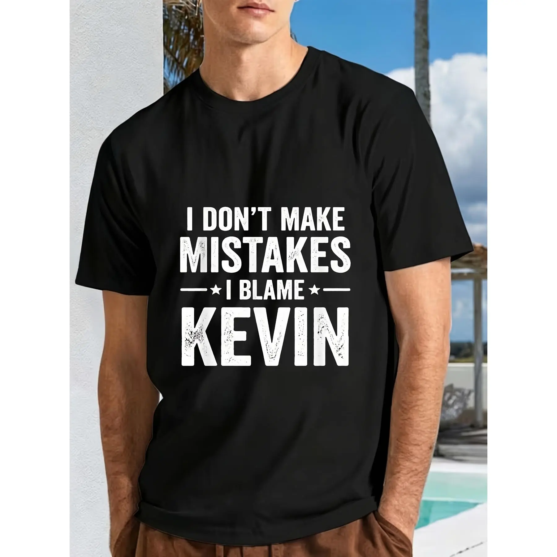 Men'S Funny for kevin-Themed T-Shirt, Black Casual Crew Neck Short Sleeve Tee Suitable for Kevin Fans Gift Idea for Daily Wear, Machine Washable Apparel Comfortable for Everyday Use And Year-Round, Retro Casual Round Neck Printed T-Shirt Unisex