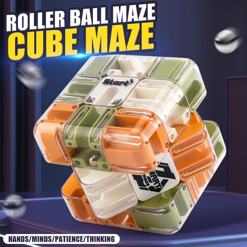 3D Ball Rolling Maze Puzzle Cube - Parent-Child Competitive Logic Game for Kids - Stress Relief and Brain
