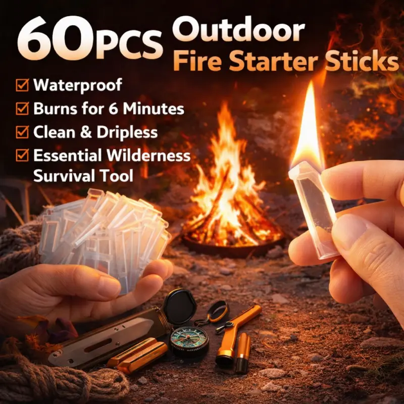 60PCS Outdoor Fire Starters, Waterproof and Long-burning Fire Starting Tool, Outdoor Survival Gear, Outdoor BBQ Ignition, Outdoor Enthusiasts, Essential for Bon Parties
