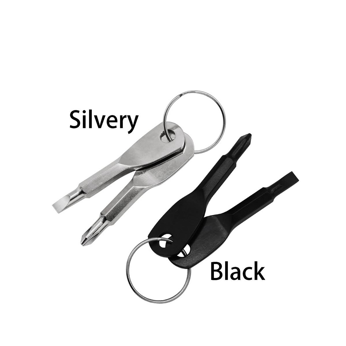 2 in 1 Keychain Screwdriver Set, Multifunctional Screwdriver, 1 Set Mini Pocket Phillips and Flat Head Screwdriver with Key Ring, Outdoor Survival Emergency Handy Tool, Portable
