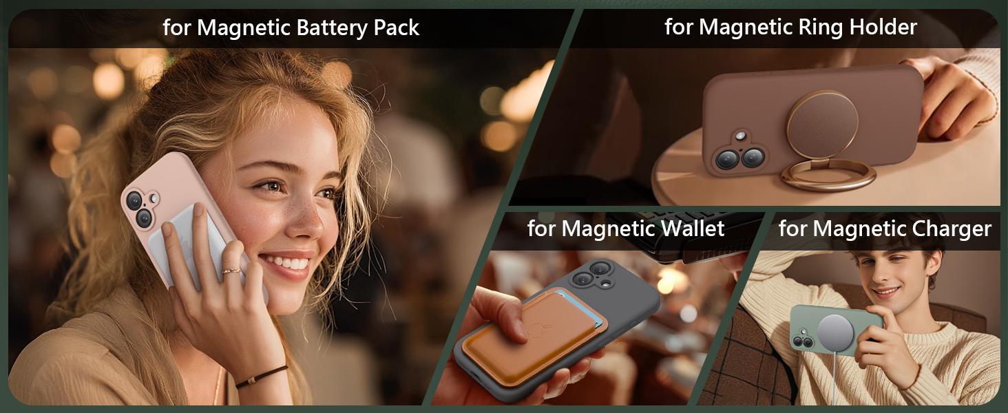 Magnetic for iPhone 17 Case, Compatible with MagSafe, [Integrated Silicone Camera Control Button] [Camera Protection] Anti-Scratch Microfiber Lining Phone Case, 6.3", Calke Green