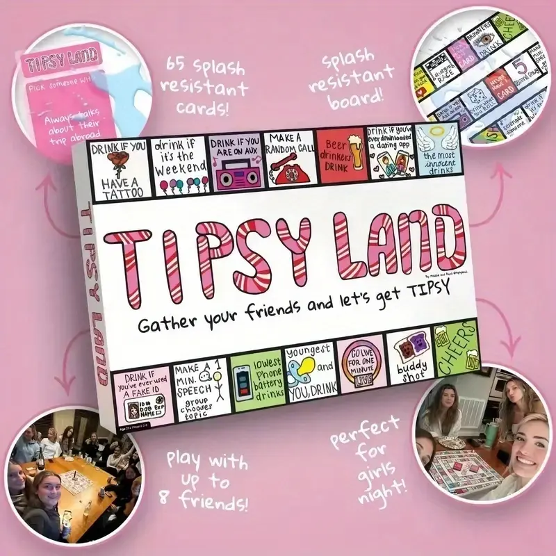 Micro Drunken Paradise Party Drinking Game, Adult Board Game Night, including fun challenges and card style drinking rules, paper board game mats suitable for game nights, Drinking Game Kit