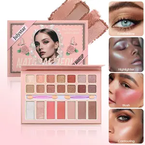 Beginner Friendly 21 Tone Cosmetic Palette, 4 Types Face Makeup, Silky Blendable, No Streaks, Fits All Skin Tones