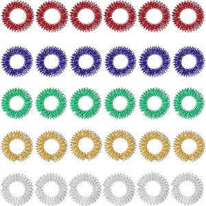30 Pack Acupressure Rings - Spiky Sensory Fidget Rings for Stress Relief, Finger Massager for Teens and Adults