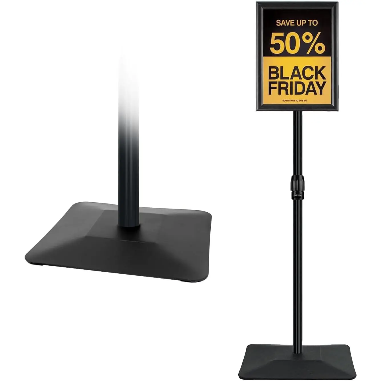 Sign Stand for Display, Weighted Iron Base Heavy Duty Signage Holder | Heavier  Iron Base, Super  Wind-Resistant, Snap Open Adjustable Frame, for Outdoor or Indoor Advertising