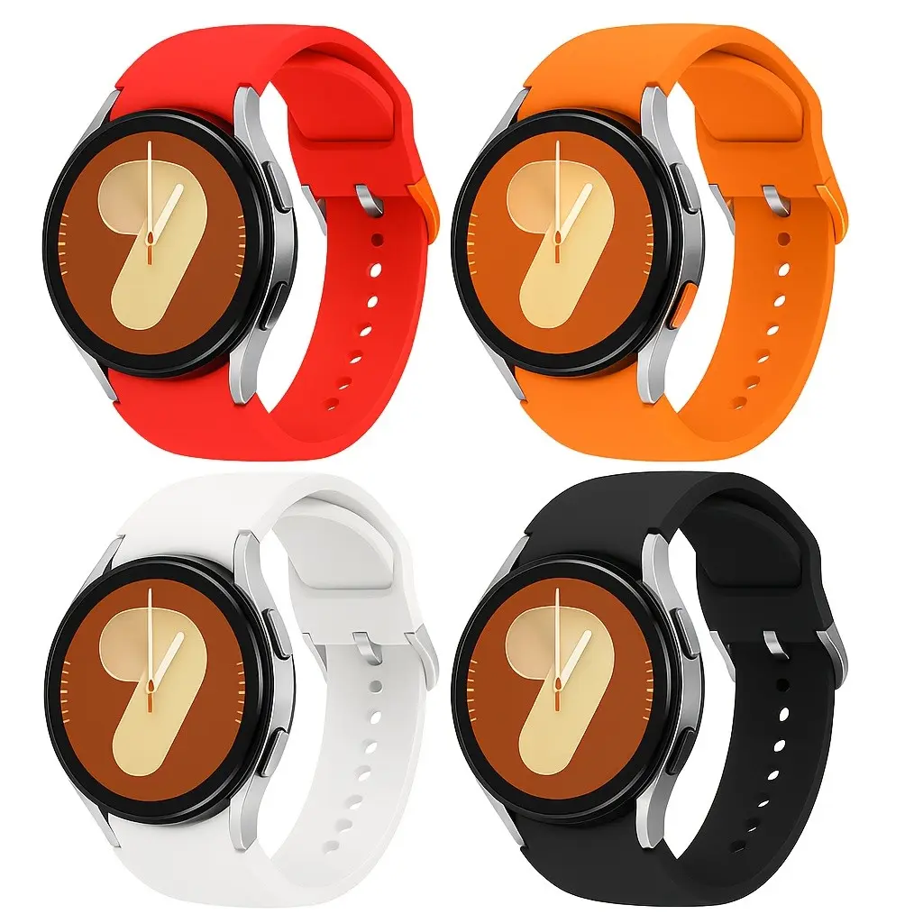Four-Pack One-Button Strap Compatible with Samsung Galaxy Watch 7/6/5/4/fe, Silicone Sport Replacement Band for Men and Women