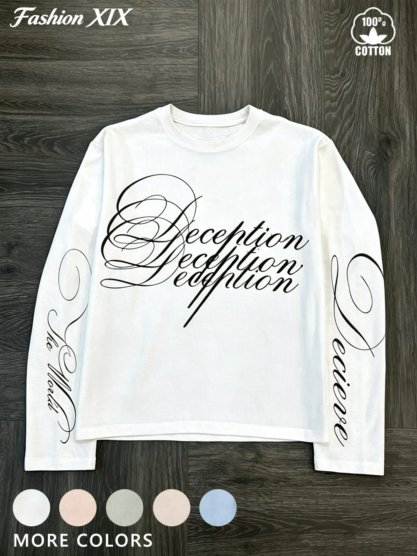 Unisex Four Seasons 100% Cotton Crew Neck Long Sleeve T-Shirt Gothic Cursive Letter Print Slim Fit Crop Top Casual Streetwear Rare Aesthetic Y2K Grunge Long Sleeve Tee