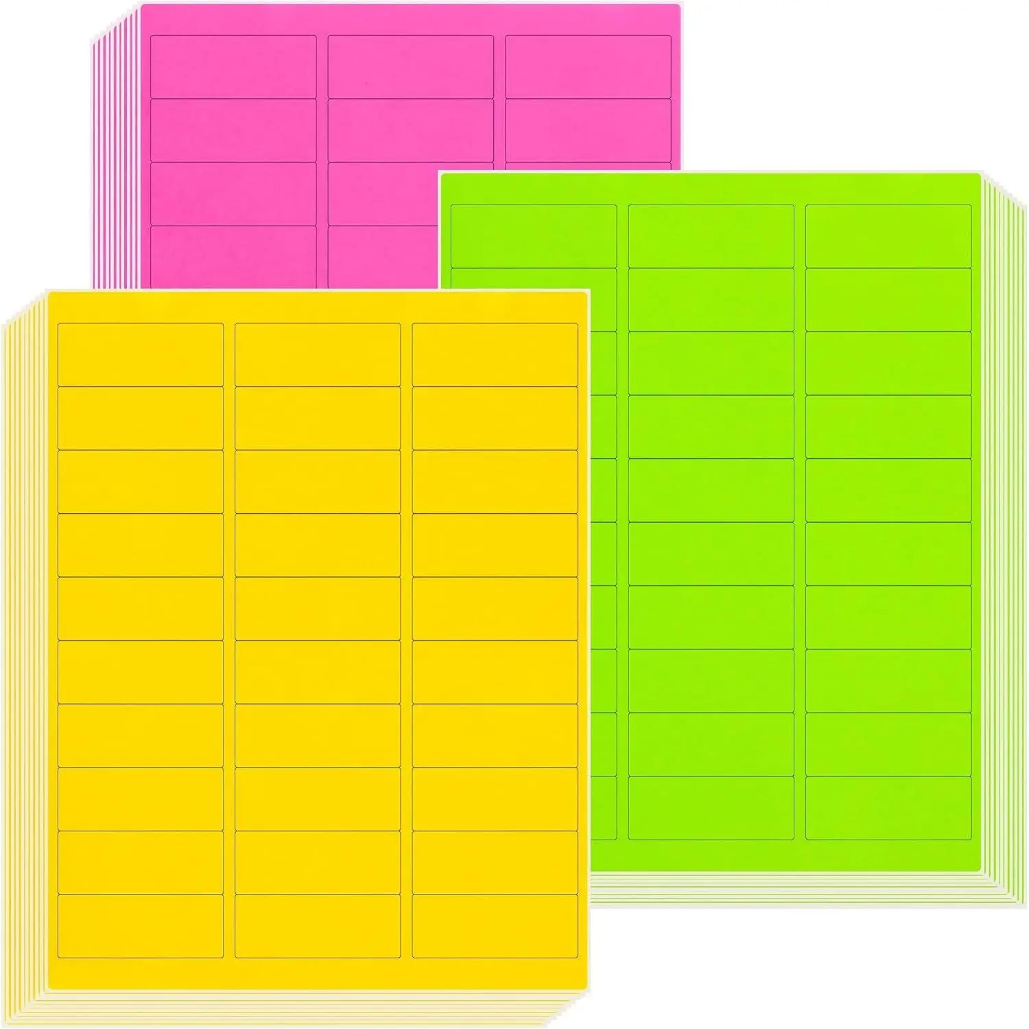 900 Assorted Fluorescent Neon Address Labels, 1" X 2-5/8" Bright Fluorescent Paper Labels for Shipping Envelopes & Small Packages - Green, Yellow, Pink - 30 Sheets