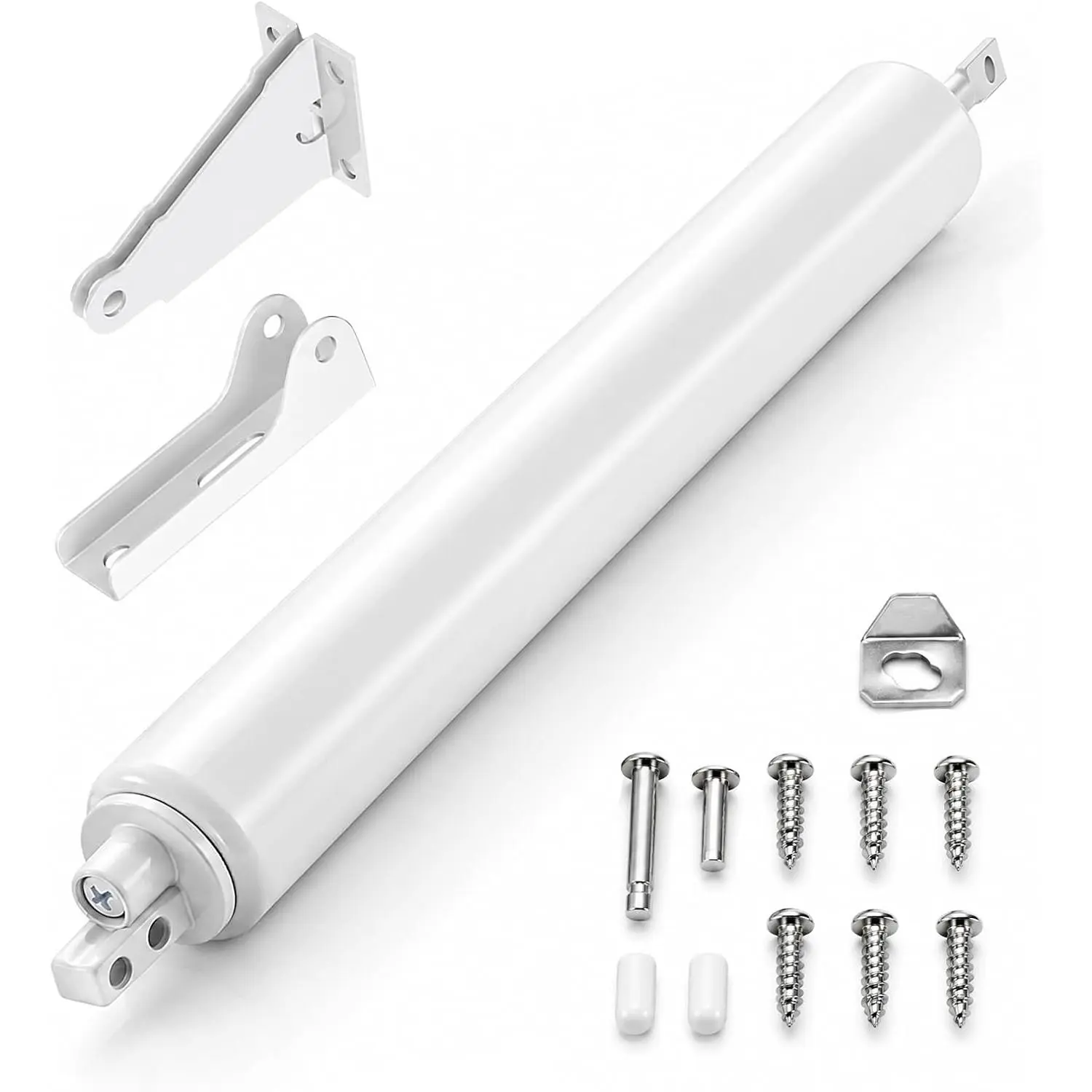 Screen Door Closer, 1Set Pneumatic Storm Door Closer, White | Storm door closer with hold open, adjustable speed, safety closure. Heavy-duty, easy install for screen/storm doors.