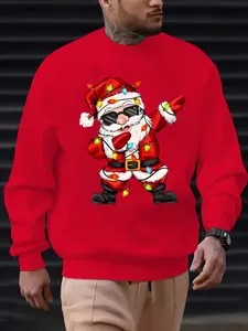 Christmas Atmosphere Crewneck Sweatshirt, Dab Santa Claus Limited Edition Long Sleeve Fitted Casual Top, All Seasons Wear