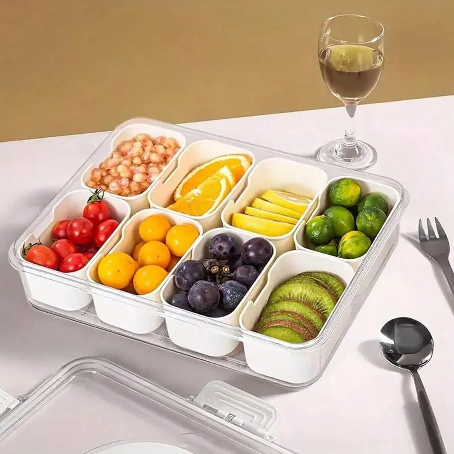 1Pack Snackle Box Container - Dishwasher Safety Divided, Serving Tray With Lid And Handle - Charcuterie Board For Portable Snack Platters - Clear Organizer For Fruits Snacks,Perfect For Road Travel,Do Not Put In The Dishwasher,Thanksgiving Gifts