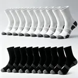 20 Pairs Men's Cushioned Sports Crew Socks, Breathable with Arch Support, Reinforced Toe and Heel, Quick-Dry Sweat-Wicking, Ideal for Running, Hiking, Fitness & Outdoor Activities, Active Socks