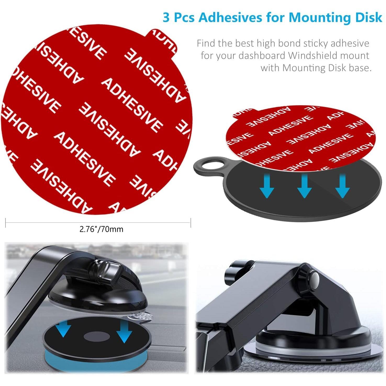 Dashboard Pad Mounting Disk Sticky Adhesive Replacement Kit, 3 count 2.76"(70mm) Circle Heat Resistant Double-Sided Stickers for Suction Cup Phone Holder Disc & Windshield Dash Cam Dashboard Pad Mounting Disk Sticky Adhesive Replacement Kit, 3 count 2.76"(70mm) Circle Heat Resistant Double-Sided Stickers for Suction Cup Phone Holder Disc & Windshield Dash Cam