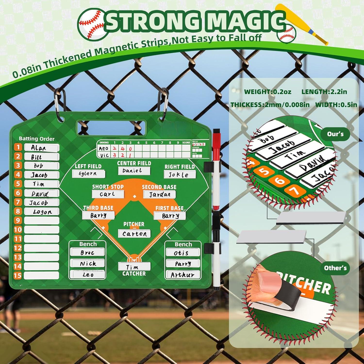 Baseball Lineup Board,Baseball Lineup Cards Baseball Lineup Board for Dugout Baseball Clipboard for Coaches Softball Lineup Cards Marker Boards Baseball Coaching Accessories(Green) Yifanyou Sports