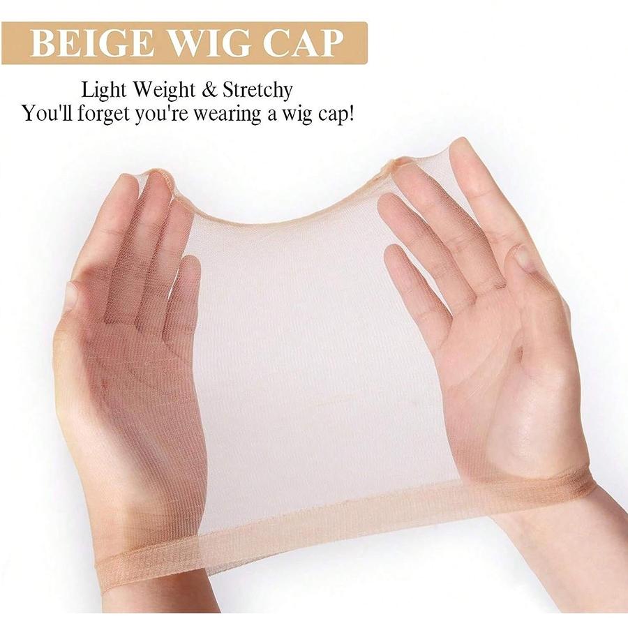 2/12Pcs HD Wig Cap Stocking Wig Caps Invisible Ultra Thin Sheer Breathable Stretchy Adjustable Wig Cap Nylon Transparent Wig Caps for Women Lace Front Wigs