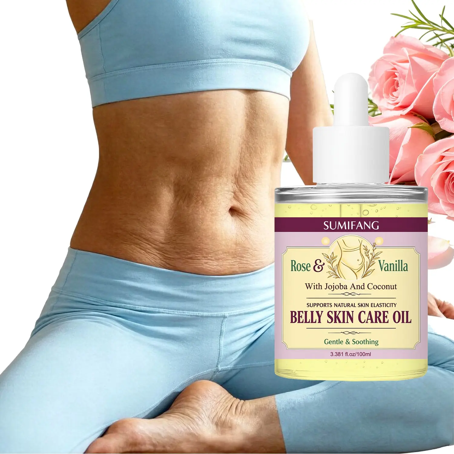 SUMIFANG Rose & Vanilla Nourishing Body Oil 100ml – Deeply moisturizing and softening; formulated with Jojoba Oil, Coconut Oil, and Collagen. Lightweight and non-greasy, it imparts a satin-like sheen, leaving skin soft and radiant—perfect for daily care.