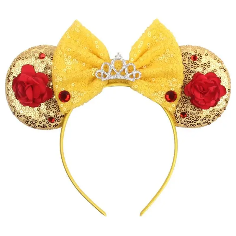 1pc Chic Mouse Ears Headband Sequins 5"Bow Hairband For Girls Women Holiday Festival Party DIY Women Hair Accessories Gift