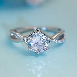 Twisted Solitaire Engagement Ring for Women, Elegant Sparkling Bridal Band for Anniversaries and Special Occasions