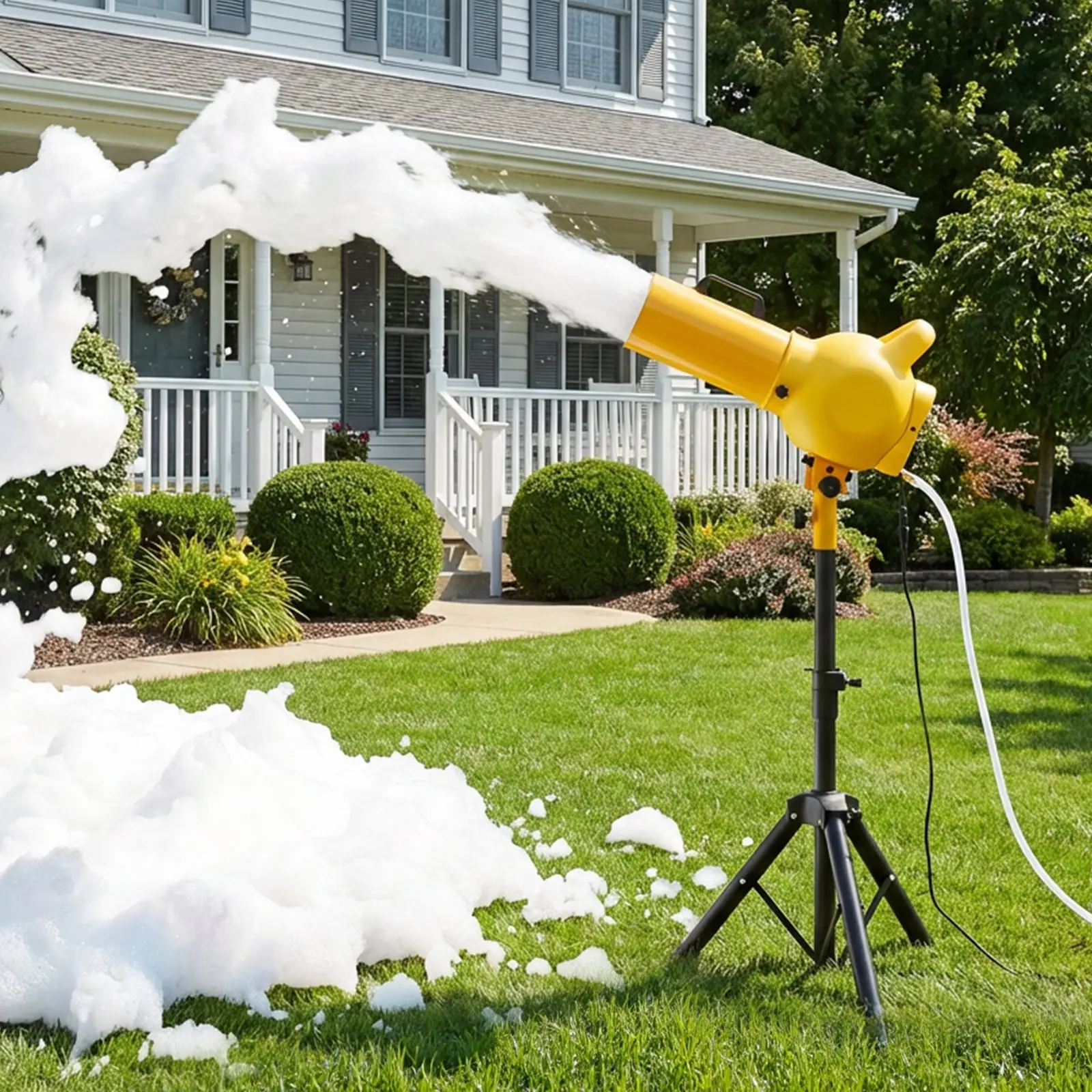 VEVOR Foam Machine, Handheld Spray Foam Cannon Party Machine, Bubble Cannon with Fan Triangular Structure, Dense Foams Maker for Gatherings, Backyard, Celebrations Party, Continuous Foams Output