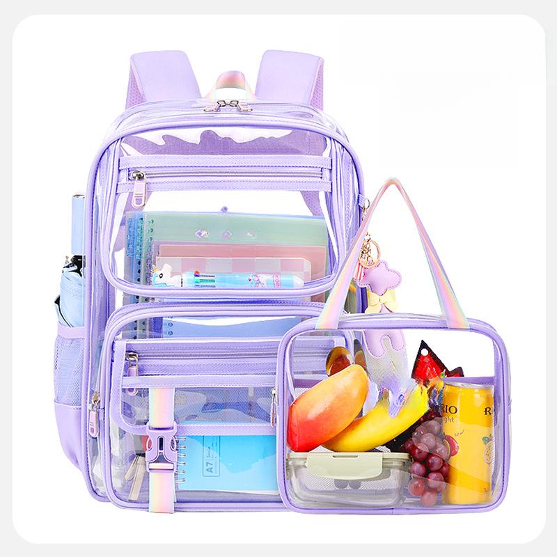 Clear Backpack, Heavy Duty Transparent Bookbag Girls Women, Stadium Approved See Through Backpack with Lunch Box