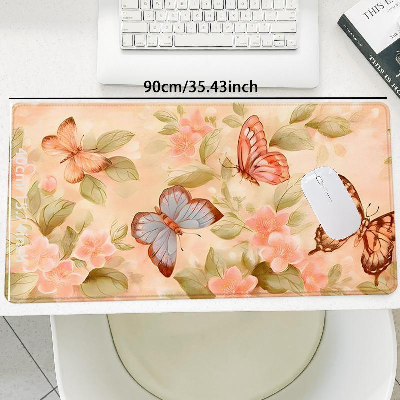 Butterfly Floral Pattern Mouse Pad, Rectangle Gaming Mouse Pad, Office Desk Keyboard Mat for Home Office Game Room Desk