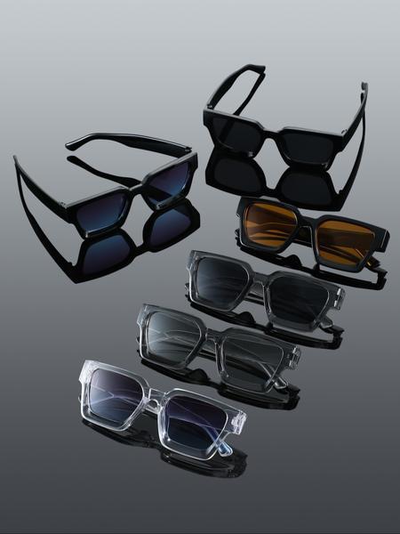 6-Pack Men's Rectangular Frame Street Style Sunglasses - Classic Thick ...