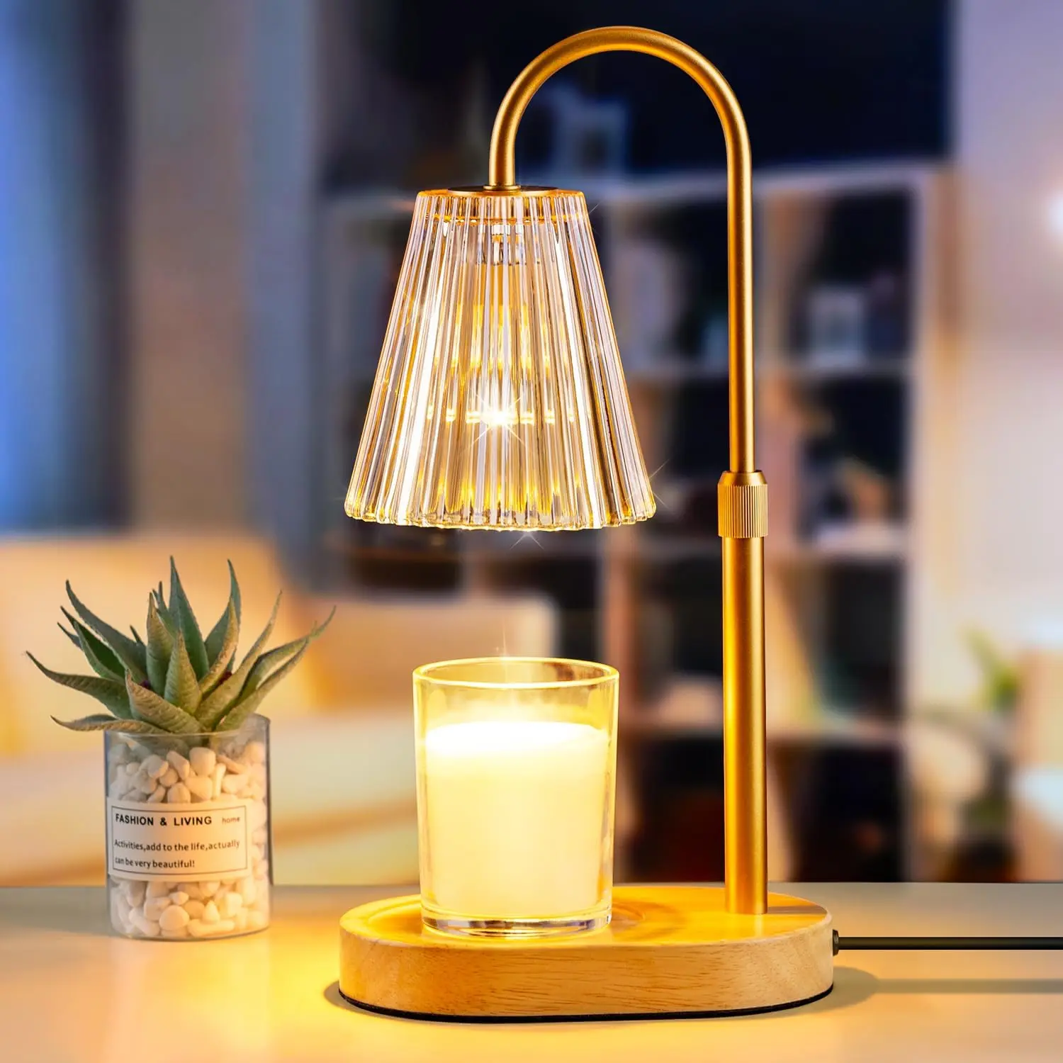 Candle Warmer Lamp with Timer - Electric Candles Wax Warmers Lamps for Jar Candles Burner and Dimmable Light No Scented Candle Warming Lantern, Amber