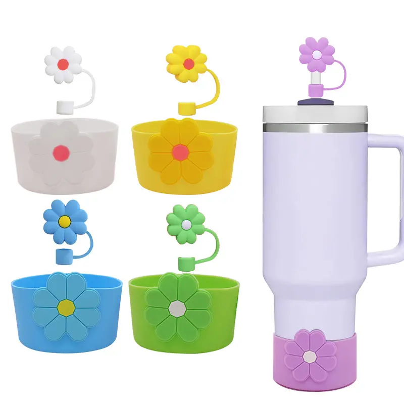 Cute Tumbler Accessories Set, Straw Stopper Charms & Cup Bottom Protector Sleeve, Decorative Cup Ornaments for 30oz Tumbler, Cup Not Included