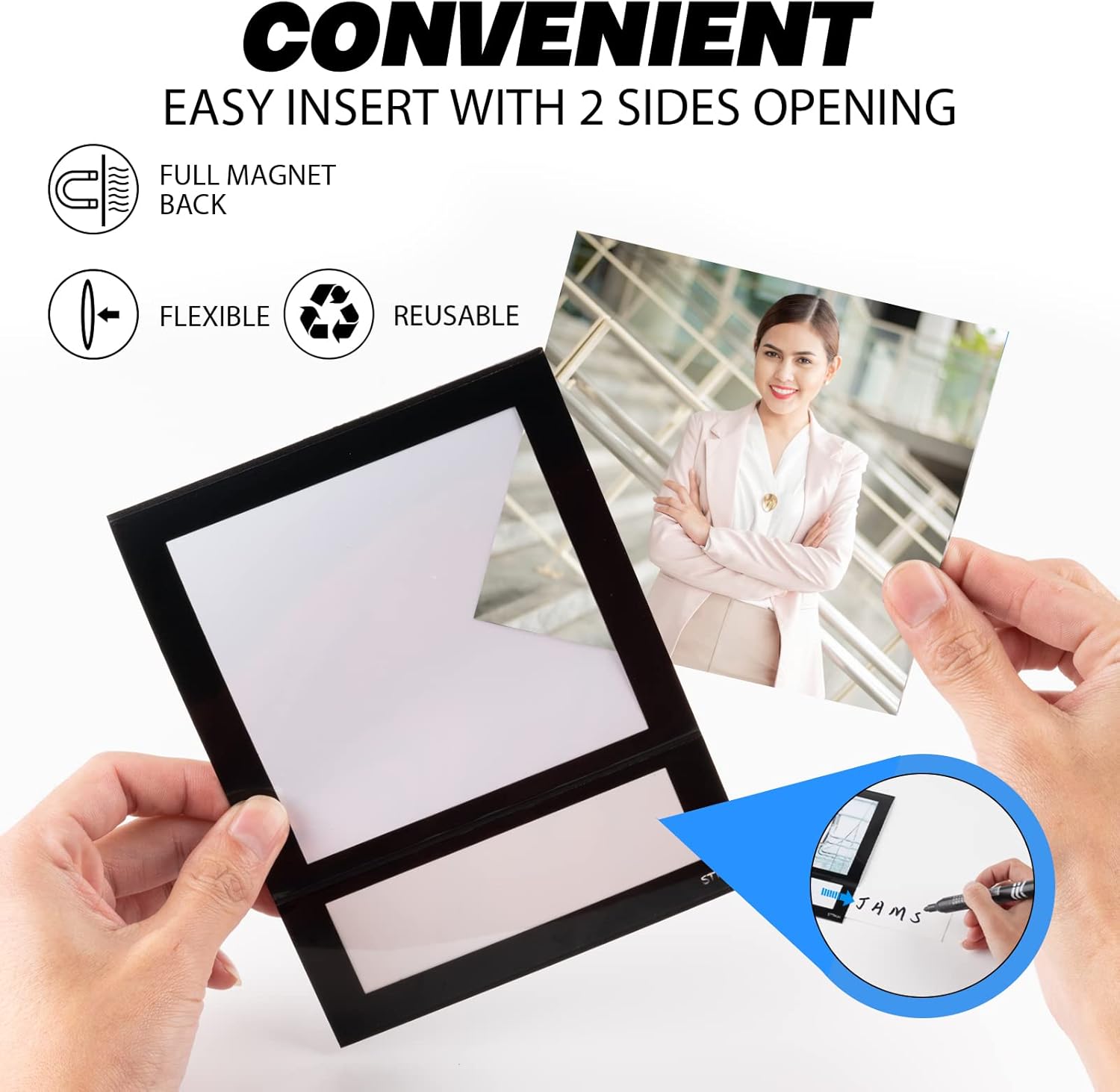 Magnetic Picture Frame 4X4 with ID Identification Tags-Name,Square Magnet Photo Pockets,For Employee Recognition Wall (With signature area),Thoughtful Gift for Friend's Lockers-10 counts