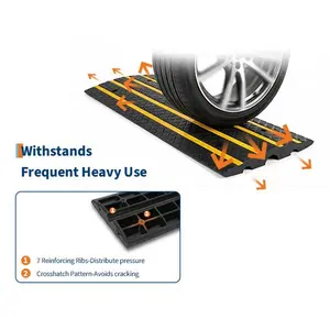 48.8" Rubber Curb Ramps for Driveway, 2 Pack Heavy Duty Driveway Ramp, 33,000 lbs Capacity Low Profile Slope Ramps, 2.6" Rise Reflective Strips Anti-Slip for Vehicle RVs Truck Wheelchair Motorcycles