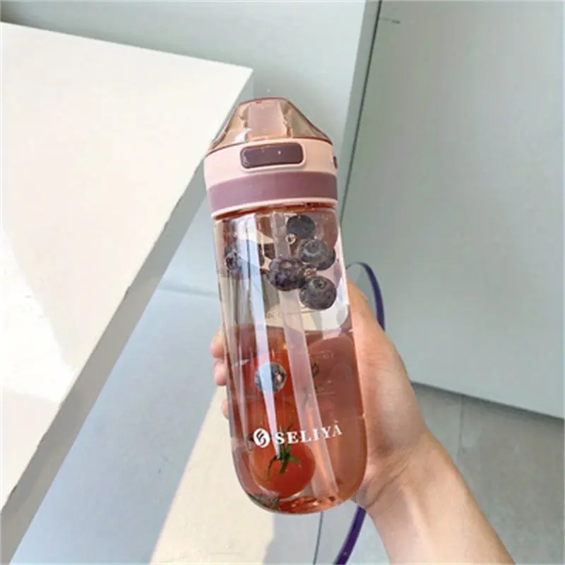 A 21.98-ounce leak-proof sports water bottle with clear plastic straws - ideal for running, cycling, and outdoor activities