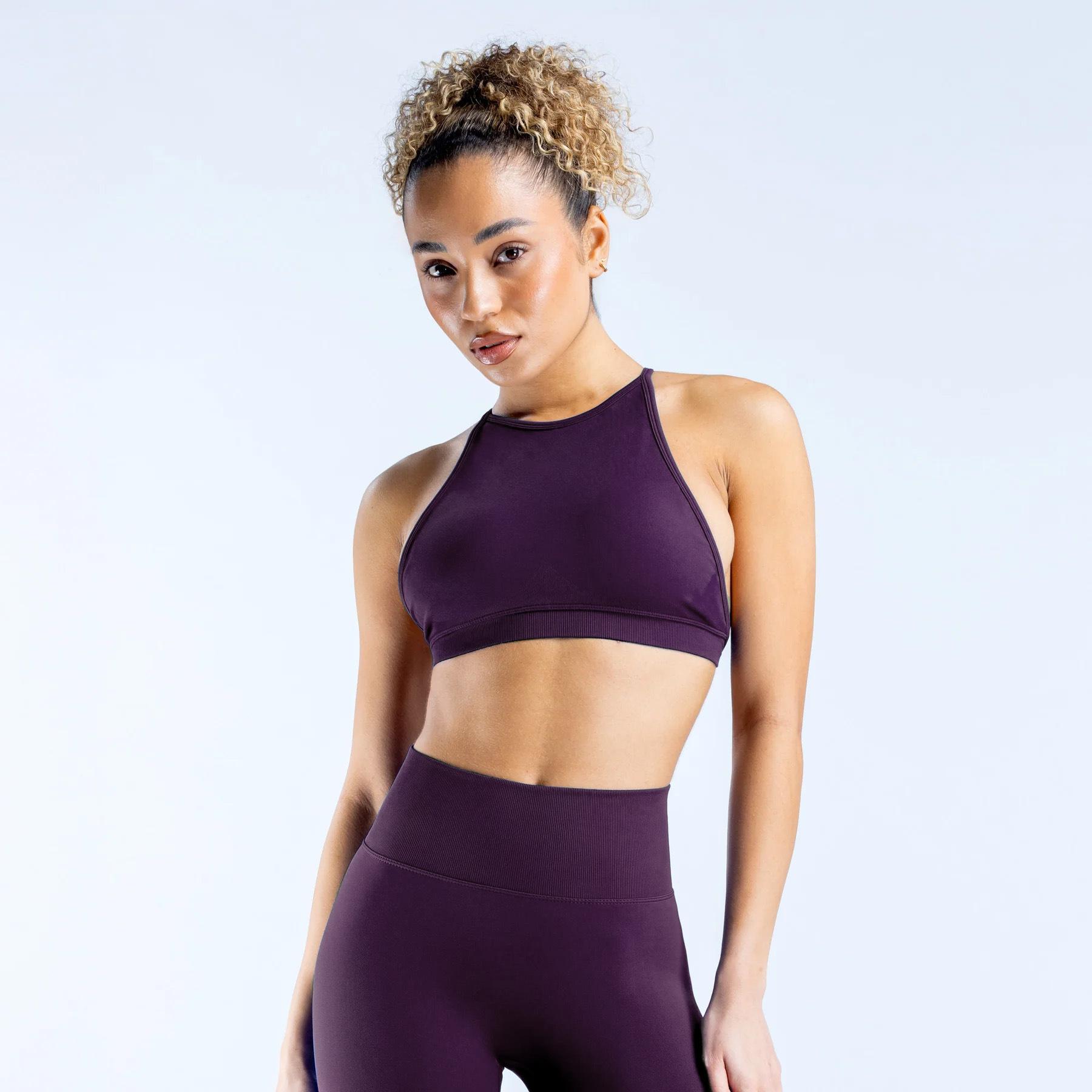 Women's High Elastic Seamless Yoga Bra Set Racerback Push Up Sports Bra With Removable Pads & High Waisted Leggings Women's High Elastic Seamless Yoga Bra Set Racerback Push Up Sports Bra With Removable Pads & High Waisted Leggings