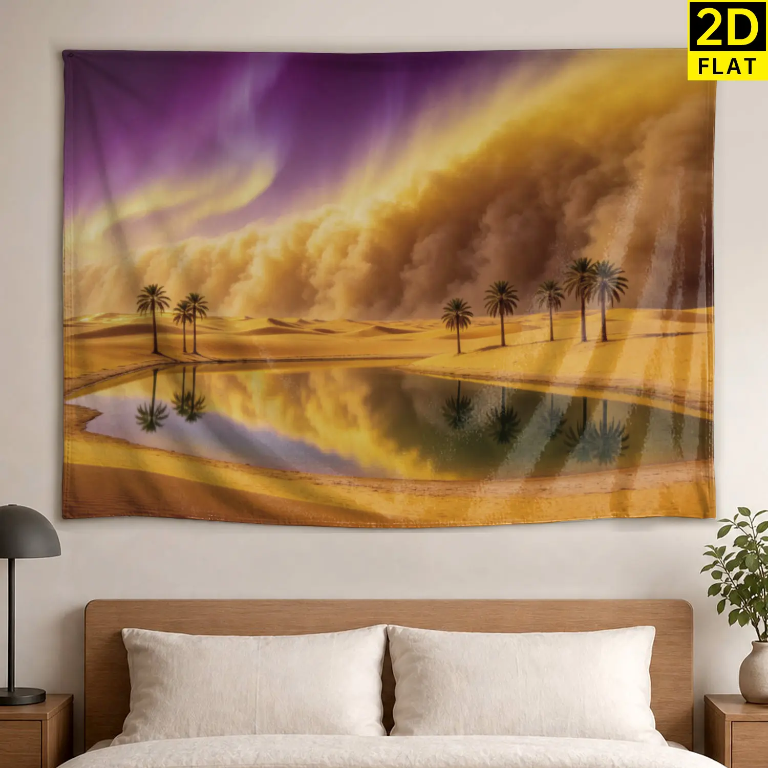 Desert Oasis Sunset Palm Tree Wall tapestry,Large size Printed Horizontal Tapestry blanket,Polyester Fabric Wall Hanging for living room,bedroom,No Installation Required,Indoor,Outdoor,Gift for Family and Friends