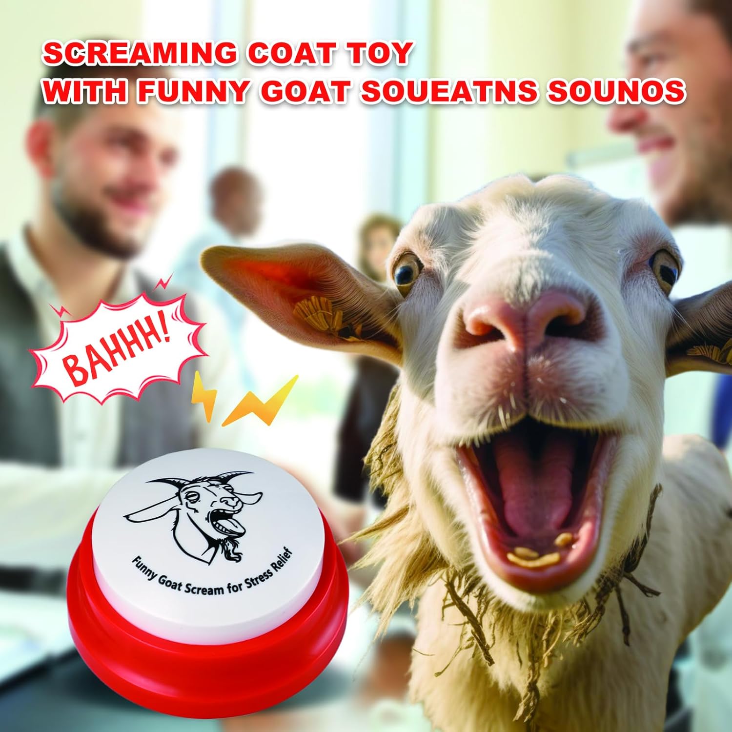 X-SRT46 Screaming Goat Sound Button,Screaming Goat Desk Toy Talking Button,Funny Gag Gifts for Men Women,Weird Things Office Pranks Stuff for Adults,Prank Noise Maker,White Elephant Gifts for Adults