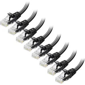 8-Pack 5ft Cat 5e Snagless Ethernet Cable, 1Gbps Gigabit High Speed Network Cord, Black