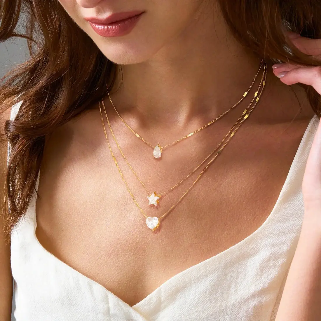 Layered Necklaces for Women Dainty Gold Necklace  Herringbone Necklace for Women   Cross Necklace Paperclip Cuban Figaro Rope Satellite Chain Gold Choker Trendy Jewelry Gift Gold Pendant